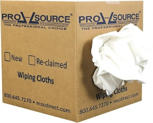 """Pro Source Virgin Cotton T-Shirt Rag - Low-Lint, White, 3 to 4 Pieces per Lb, Comes in Box"""