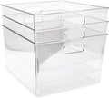 Isaac Jacobs 3-Pack XL Clear Storage Bins with Handles, Plastic Organizer for Office, Home