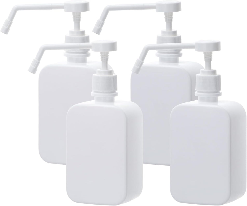 Pump Bottles Dispenser 16.9oz/500ml, 4 Pack Empty Plastic Hand Soap Shampoo Bottles, Refillable