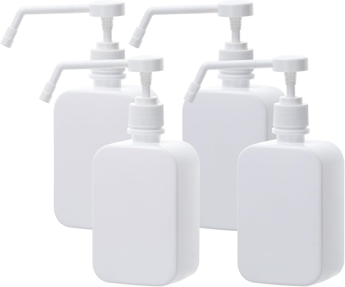 Pump Bottles Dispenser 16.9oz/500ml, 4 Pack Empty Plastic Hand Soap Shampoo Bottles, Refillable