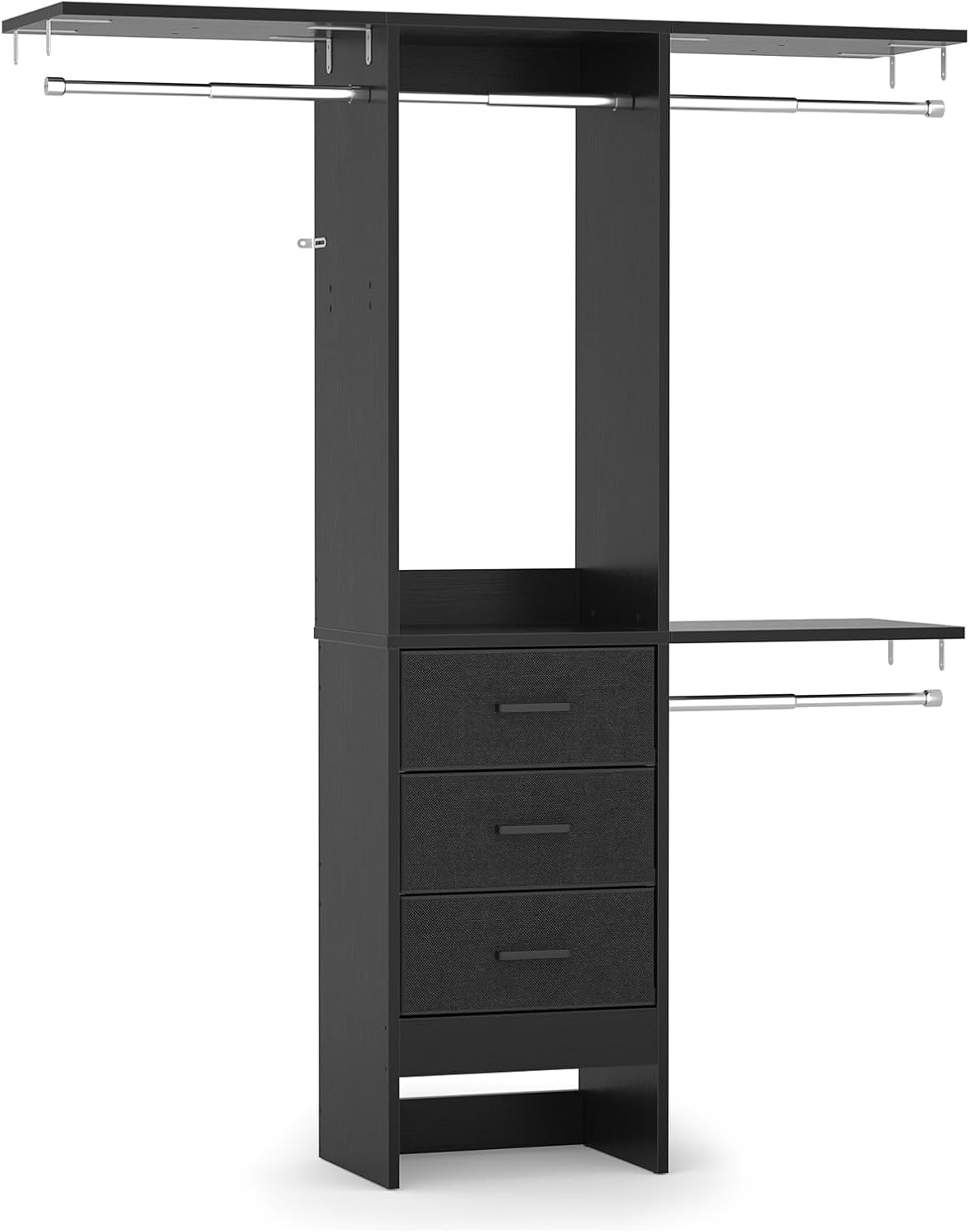 4FT Small Closet System with 3 Fabric Drawers, 48'' Closet Organizer System With 3 Adjustable