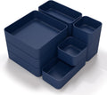 11-Piece Stackable Drawer Organizer Set, Multi-size Desk Drawer Organizer Trays Vanity Storage Bins