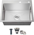 23x18 Inch Kitchen Sink, Handmade 304 Stainless Steel Sink, 9" Deep Single Bowl with Brushed