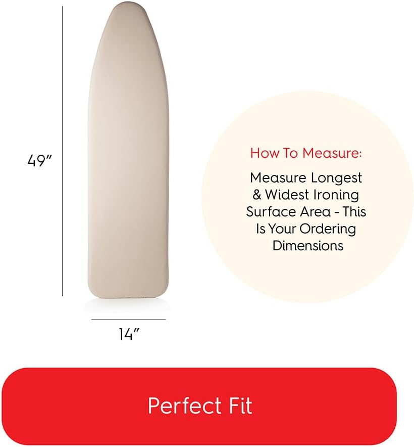 TIVIT Ironing Board Cover 14 x 49 Small Chemical Free Eco-Friendly Padded Covers - Unbleached