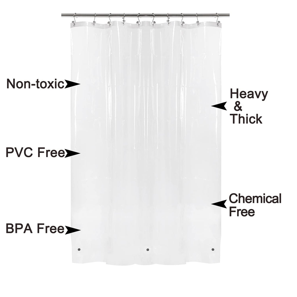 Barossa Design Heavy Duty Shower Curtain Liner with 6 Magnets, Clear, 72x72