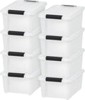 IRIS USA 13.5 Qt Stackable Plastic Storage Bins with Lids, 8 Pack - BPA-Free, Made in USA