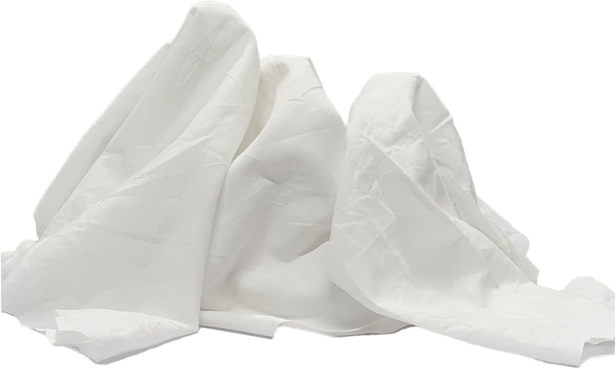 Recycled White Sheeting Cleaning Rags (600 lbs. Pallet 120x5 lbs. Box) – Lint Free White Cotton