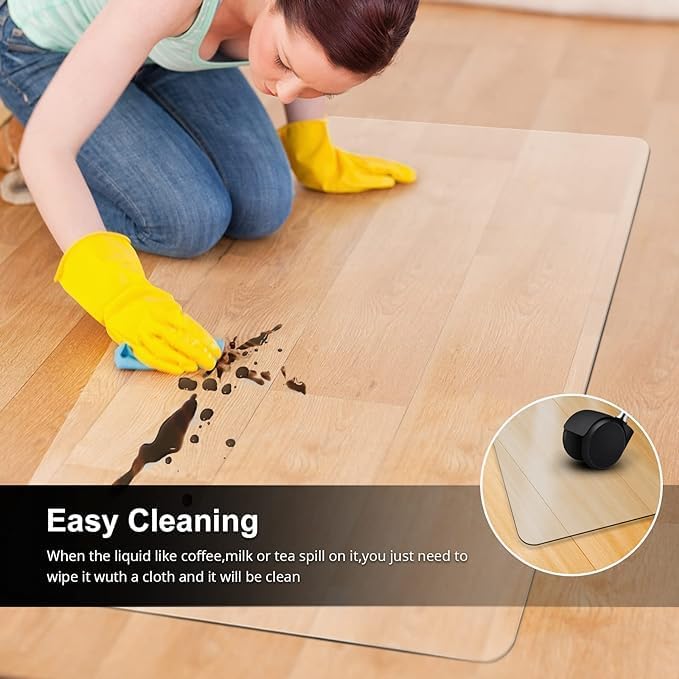 Kuyal Office Chair Mat for Hardwood Floor, 46'' x72'' Rectangle Transparent Desk Thick Durable