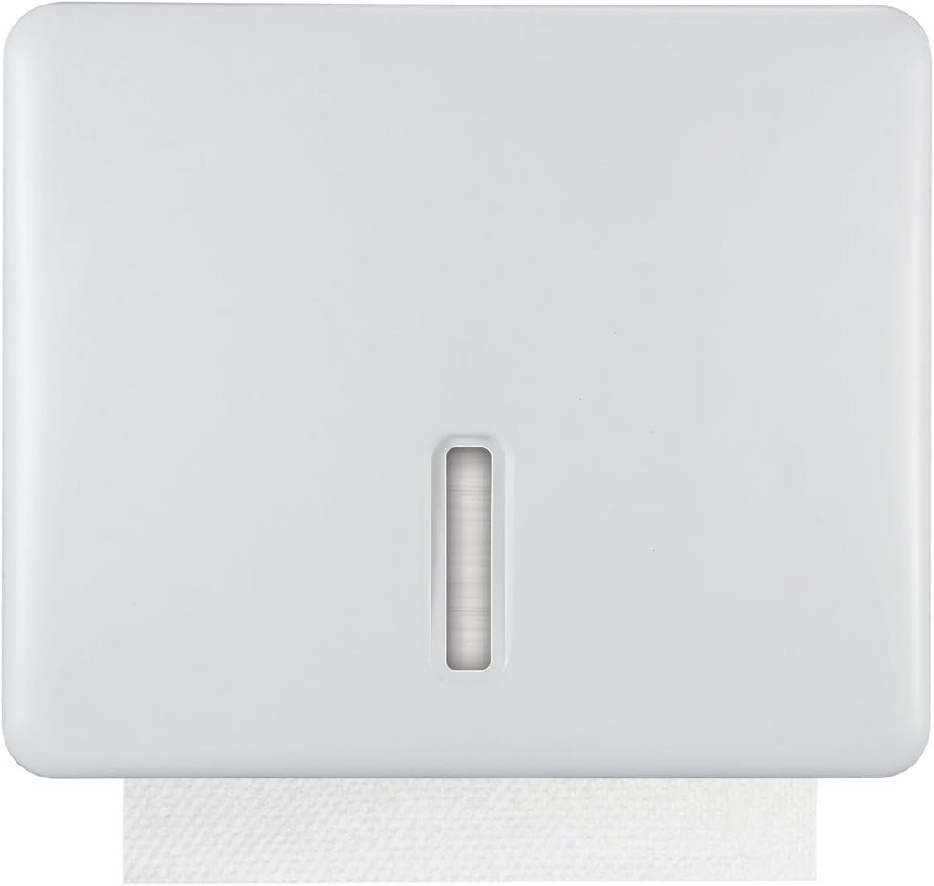 Multifold Paper Towel Dispenser Wall Mount (White) – Large Capacity C-Fold, Trifold, and Folded