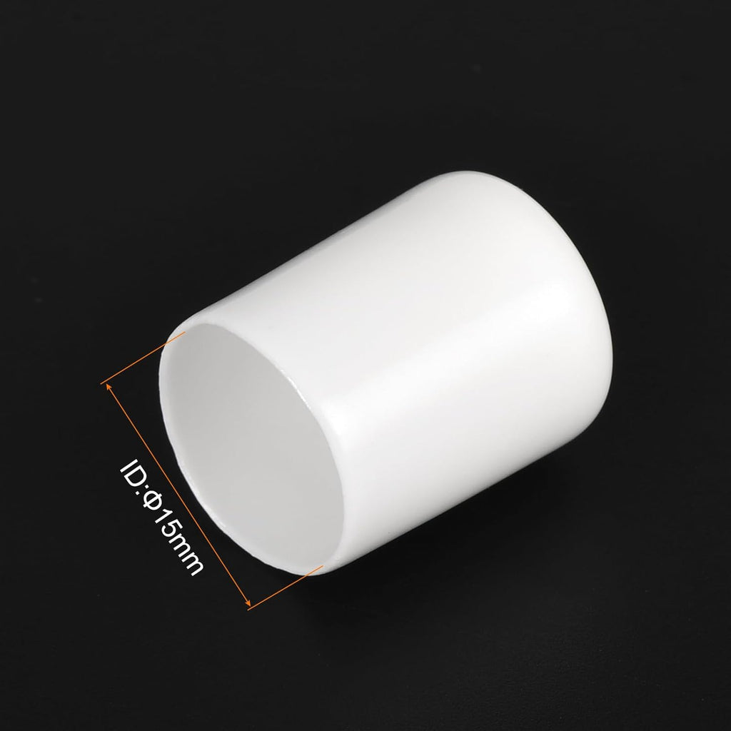 uxcell 20pcs Rubber End Caps 15mm ID Vinyl Round End Cap Cover Screw Thread Protectors White
