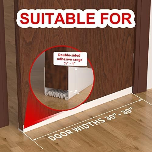 Weather Stripping Door Seal, 39' Length Cuttable, Strong Adhesive Door Sweep for Exterior and