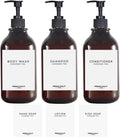 Apothecary Dispenser Bottle for Bathroom and Kitchen - 16oz Plastic Shower Pump Dispensers