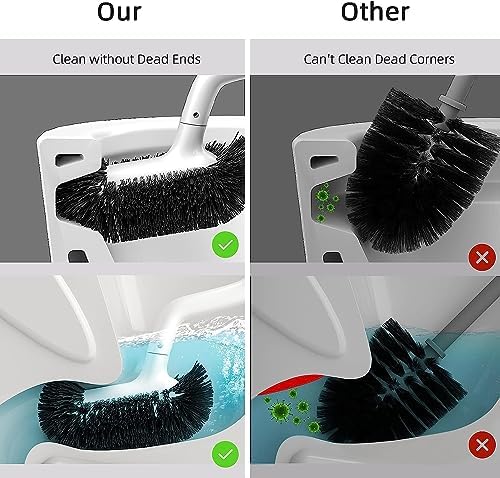 HAMITOR Toilet Bowl Brush Without Holder: Bathroom Deep Cleaning Toilet Cleaner Scrubber Under Rim