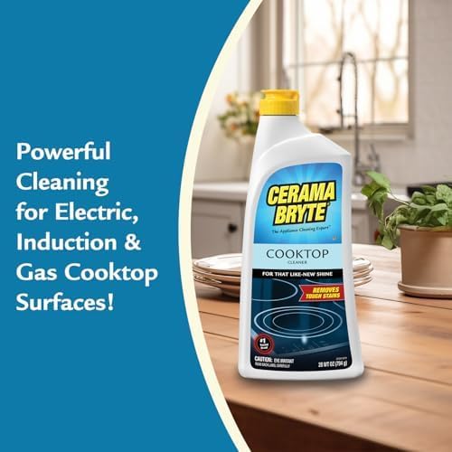 Cerama Bryte Glass Cooktop and Stove Top Cleaner Combo Kit - Includes Cleaning Tool, Razor, Scraper