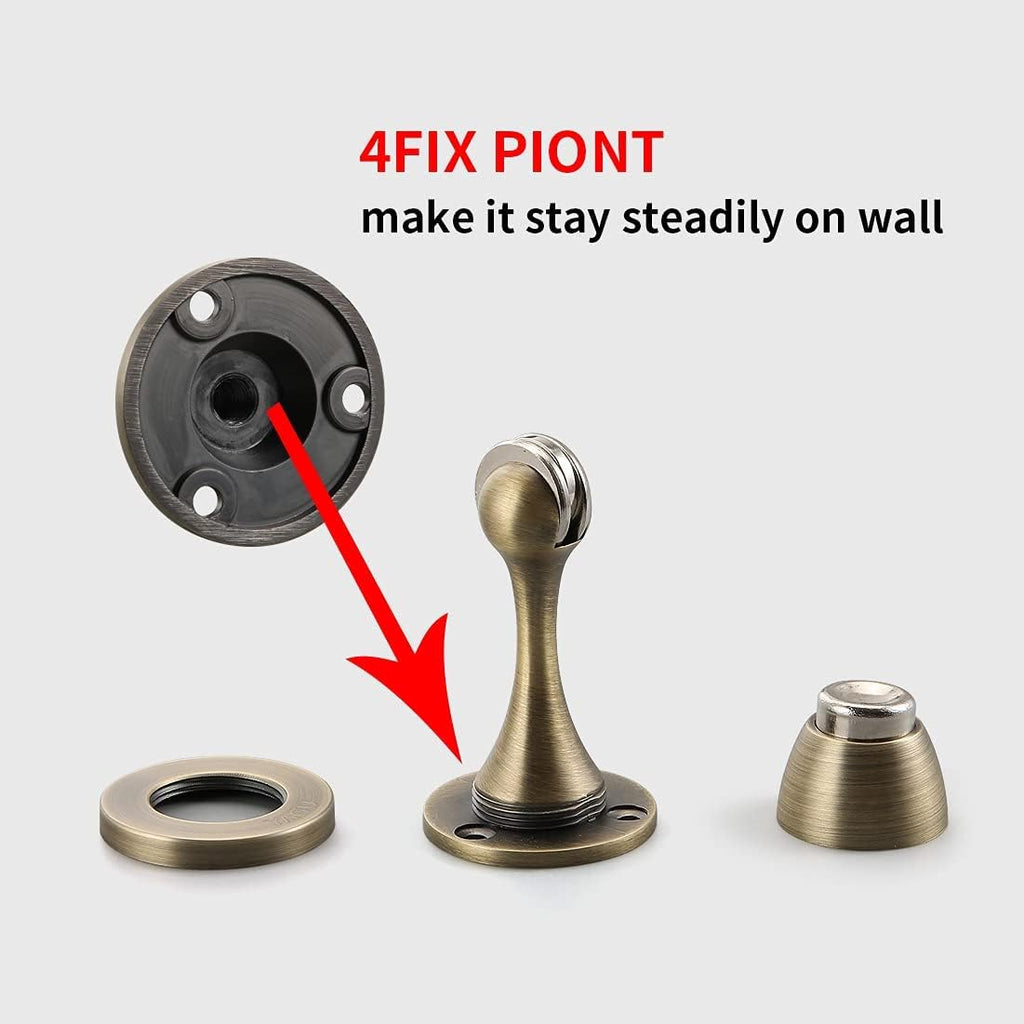 YAGU Magnetic Door Stopper 2 Pack, Zinc Alloy Brushed Bronze Door Stops Door Catch Holder Wall