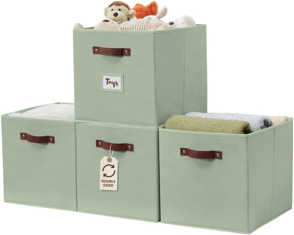 DECOMOMO Storage Baskets, 13x15x13 Storage Cube Bins with Labels for Organizing Shelves Kallax