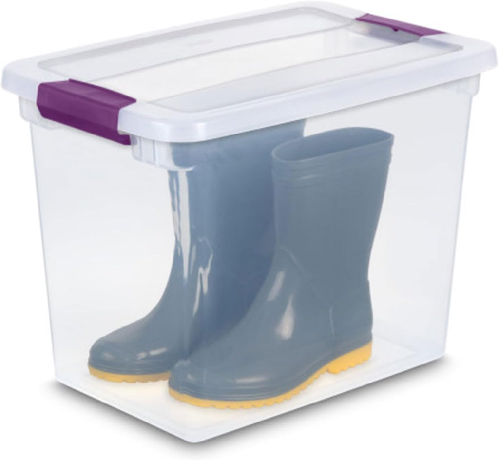 Sterilite 12-Pack 27 Quart ClearView Latch Box, Stackable Organizer Bins with Latching Lids - Clear