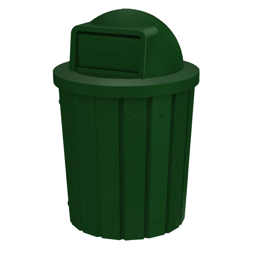 42 Gallon Slatted Circle 100% Recycled Plastic Commercial Outdoor and Indoor Trash Can with Push