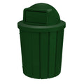 42 Gallon Slatted Circle 100% Recycled Plastic Commercial Outdoor and Indoor Trash Can with Push