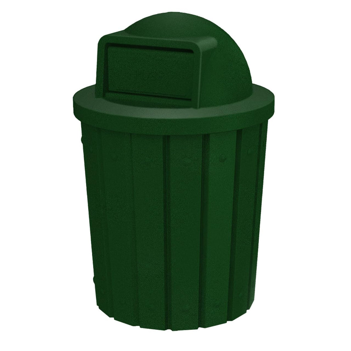 42 Gallon Slatted Circle 100% Recycled Plastic Commercial Outdoor and Indoor Trash Can with Push