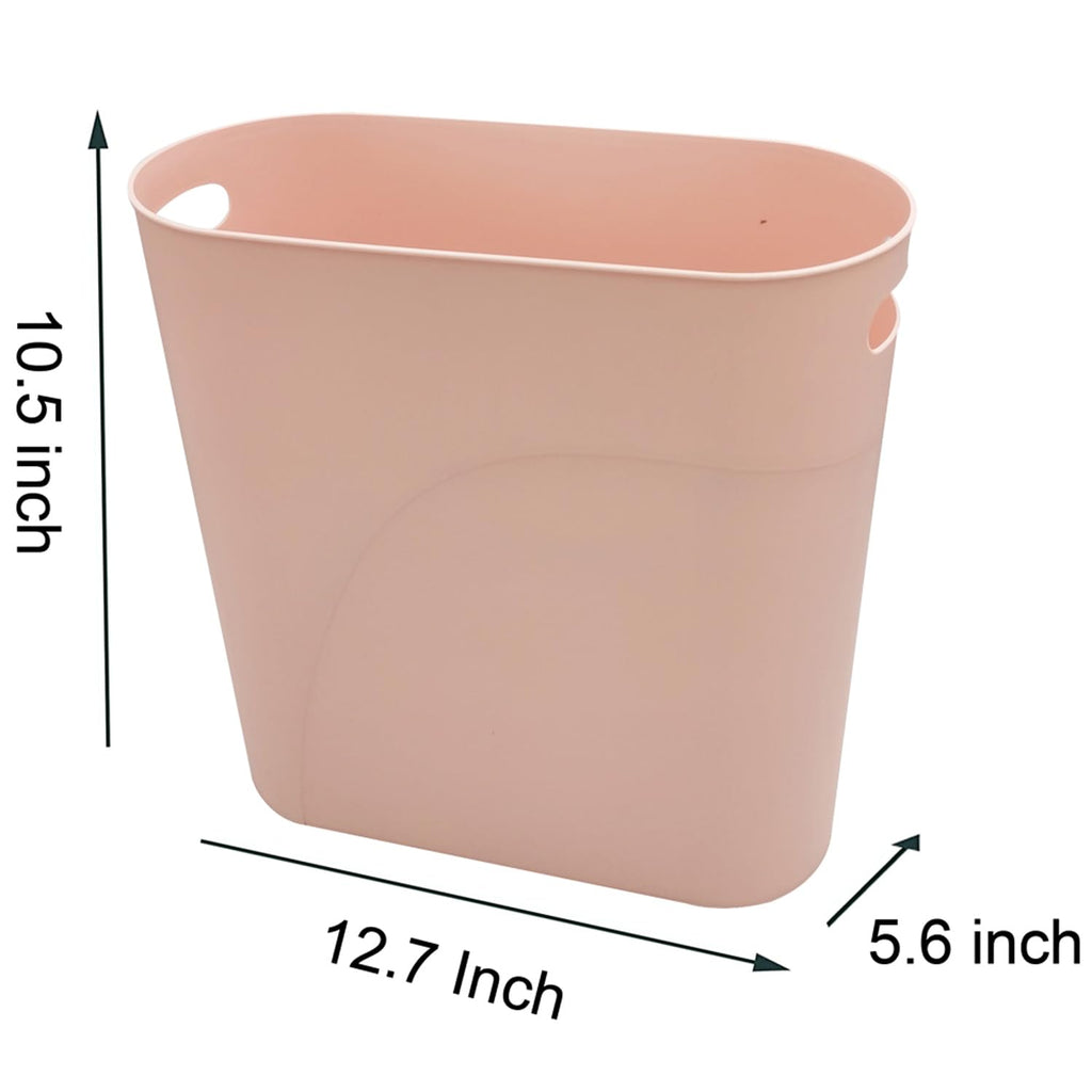 Small Trash Can Plastic Bathroom Wastebasket 3.2 Gallon Slim Garbage Container Bin with Handle for