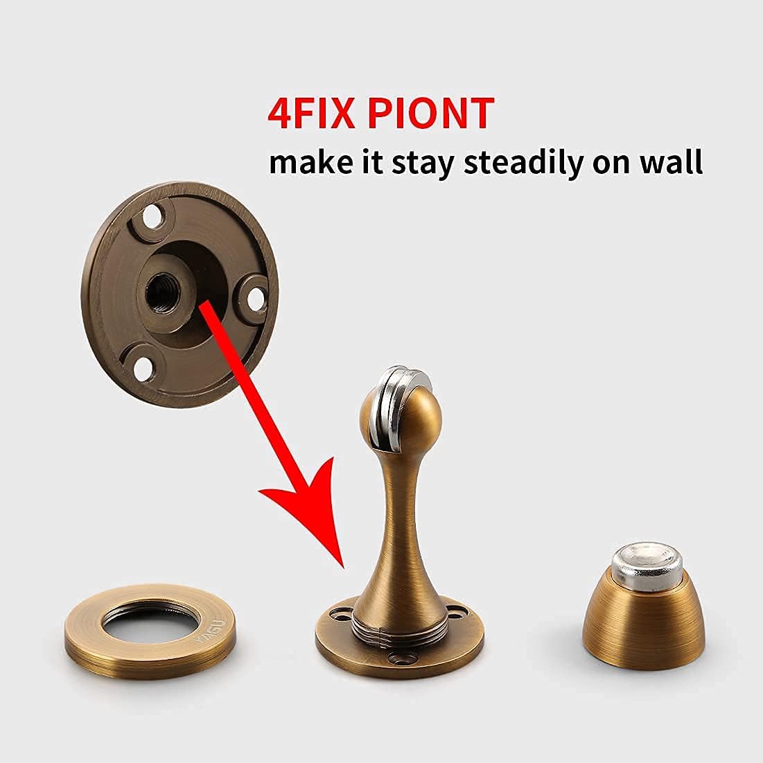 Door Stopper 4 Pack Magnetic Door Stops, Zinc Alloy Antique Brass Door Catch Door Holder Wall Floor