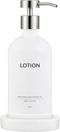 Glass Soap Dispenser Set by Janxin,Bathroom Soap Dispenser Set with Ceramic Tray,Luxury Bathroom