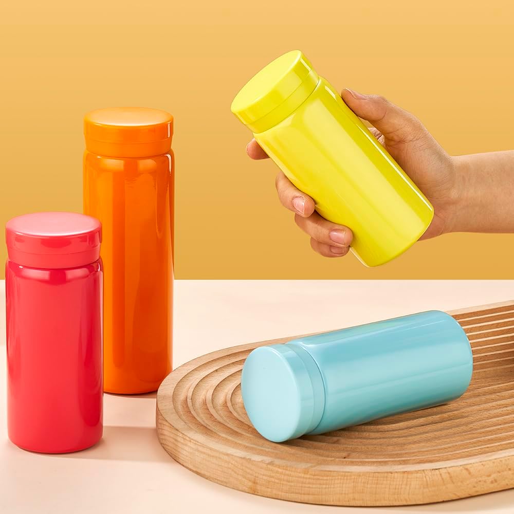 Mini Thermos Cute Water Bottle - 7 oz Tiny Insulated Vacuum 18/10 Stainless Steel Small Flask