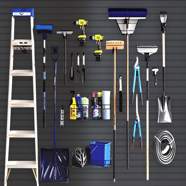 NeatiEase Slatwall Panel Wall Storage Systems, 2 x 4ft Slat Wall Paneling Garage Wall Organizer