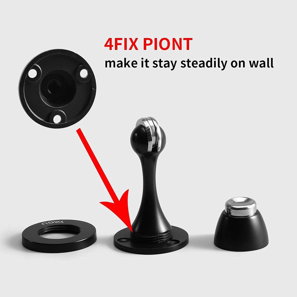 YAGU Door Stopper 6 Pack Magnetic Door Stops, Zinc Alloy Matte Black Door Catch Door Holder Wall