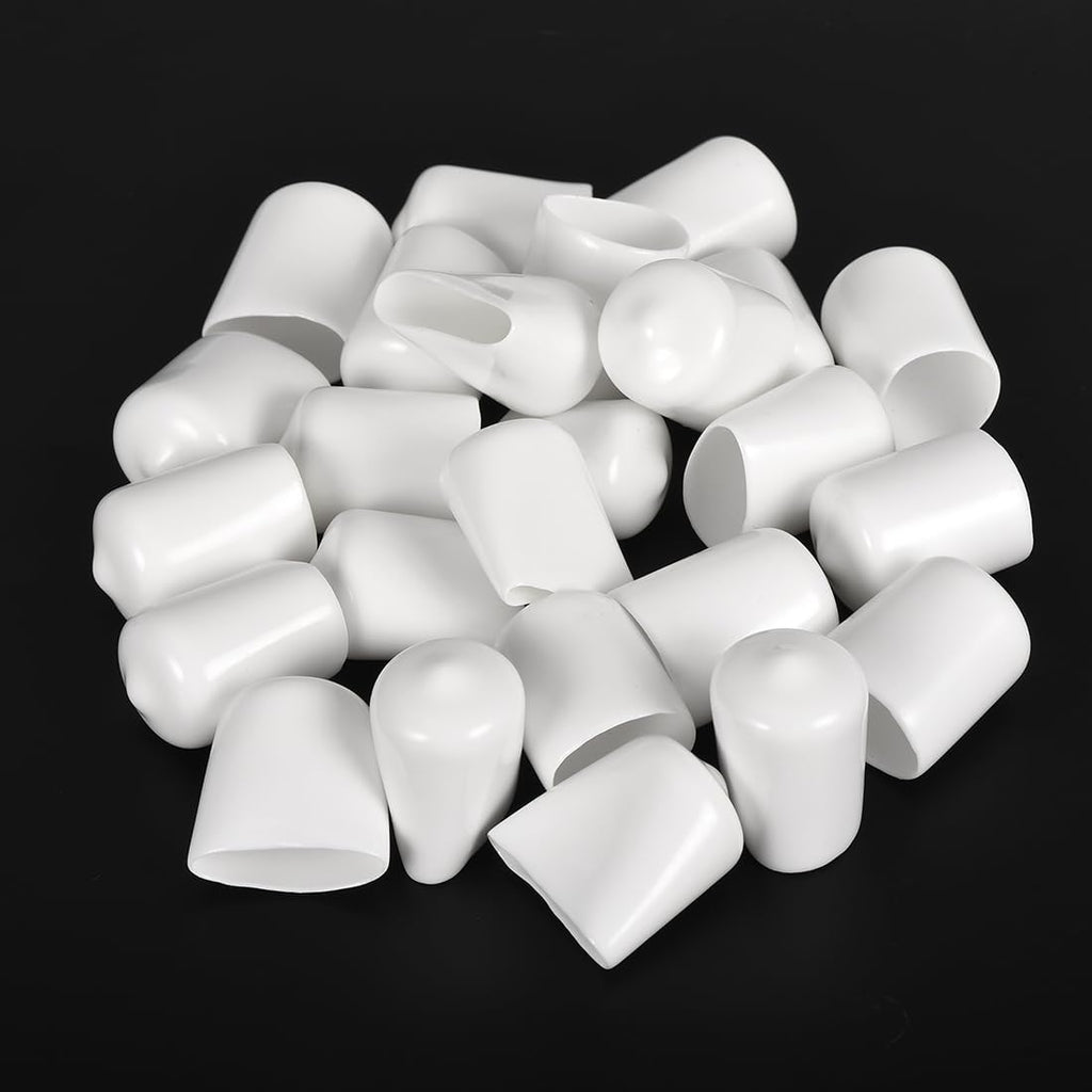uxcell 20pcs Rubber End Caps 15mm ID Vinyl Round End Cap Cover Screw Thread Protectors White