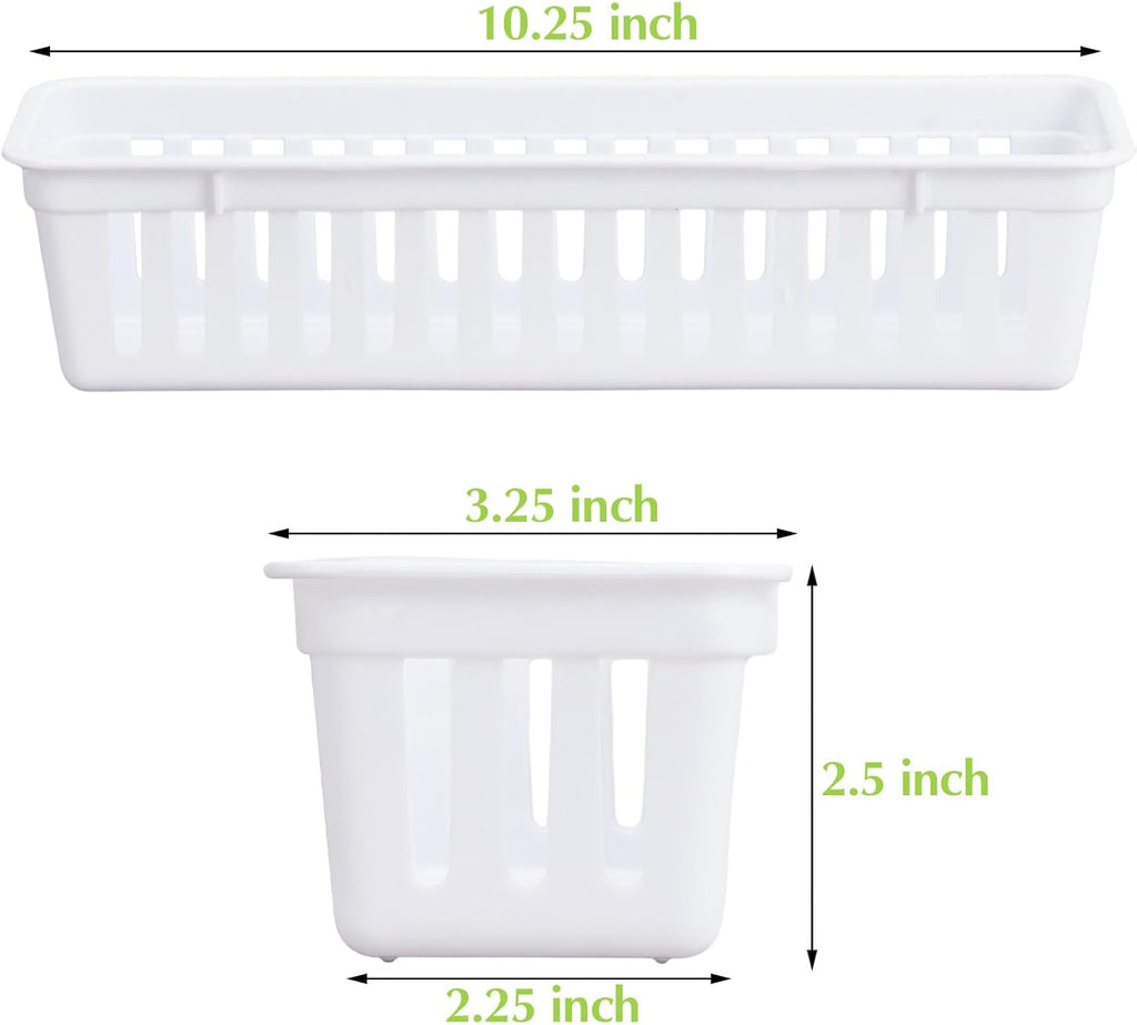 Domensi 12 Pack Slim Plastic Storage Baskets Tray for Organizing 10.25 x 3.25 x 2.5 Inch Small