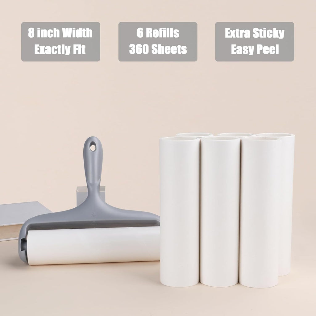 8 inch Large Surface Lint Roller Refills for Scotch-Brite 50% Stickier 8" Wide Lint Roller