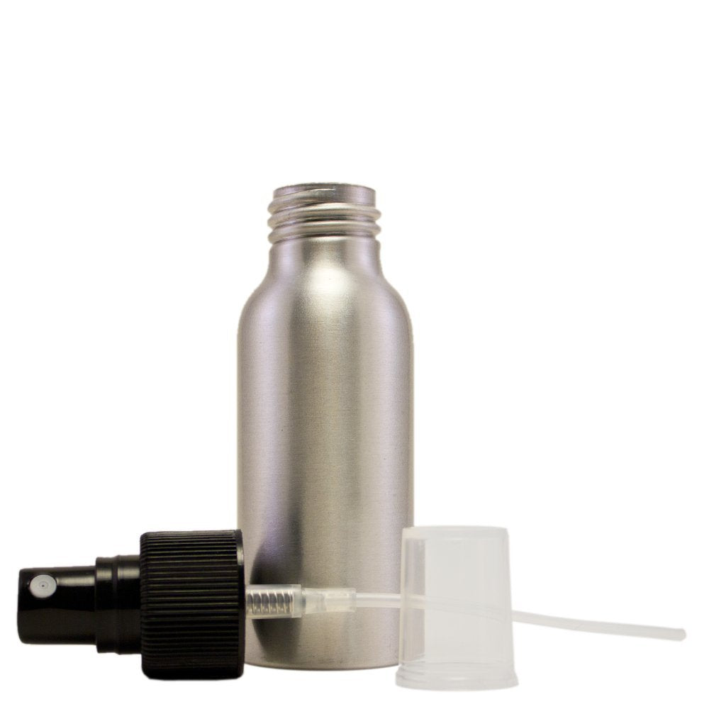 2 fl oz Aluminum Bottle with Black Spray Cap (12 Pack)