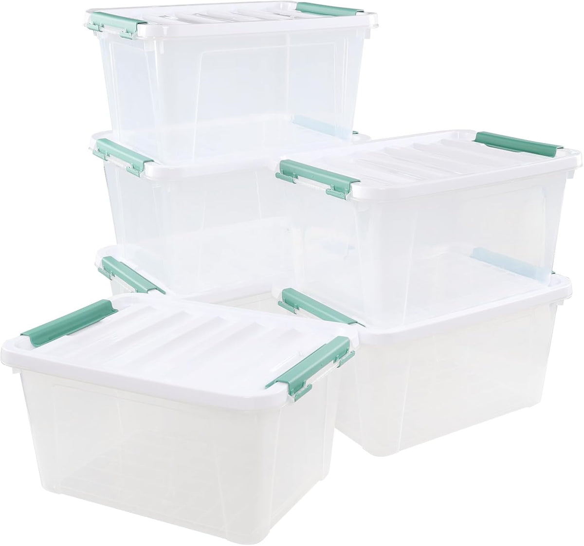 6-Pack Clear Storage Latch Bins, 20 L Plastic Storage Boxes