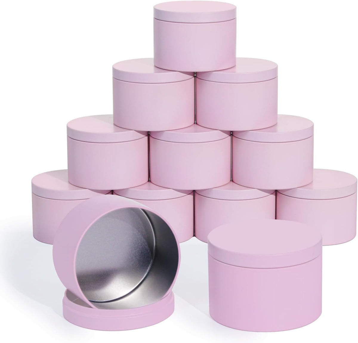Candle Tins with Lids, 3-Wick Jars 14oz/420ml - 12 Pack Seamless Bulk Containers for Candle Making