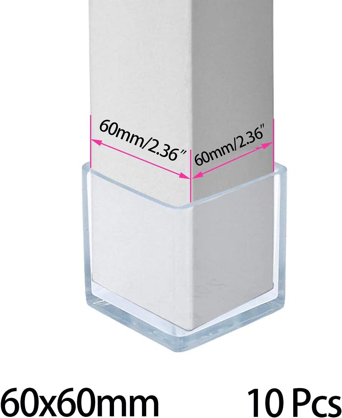 10 Pcs Transparent Square Anti-Slip Rubber Leg Tips Chair Leg Caps Furniture Floor Protectors Chair