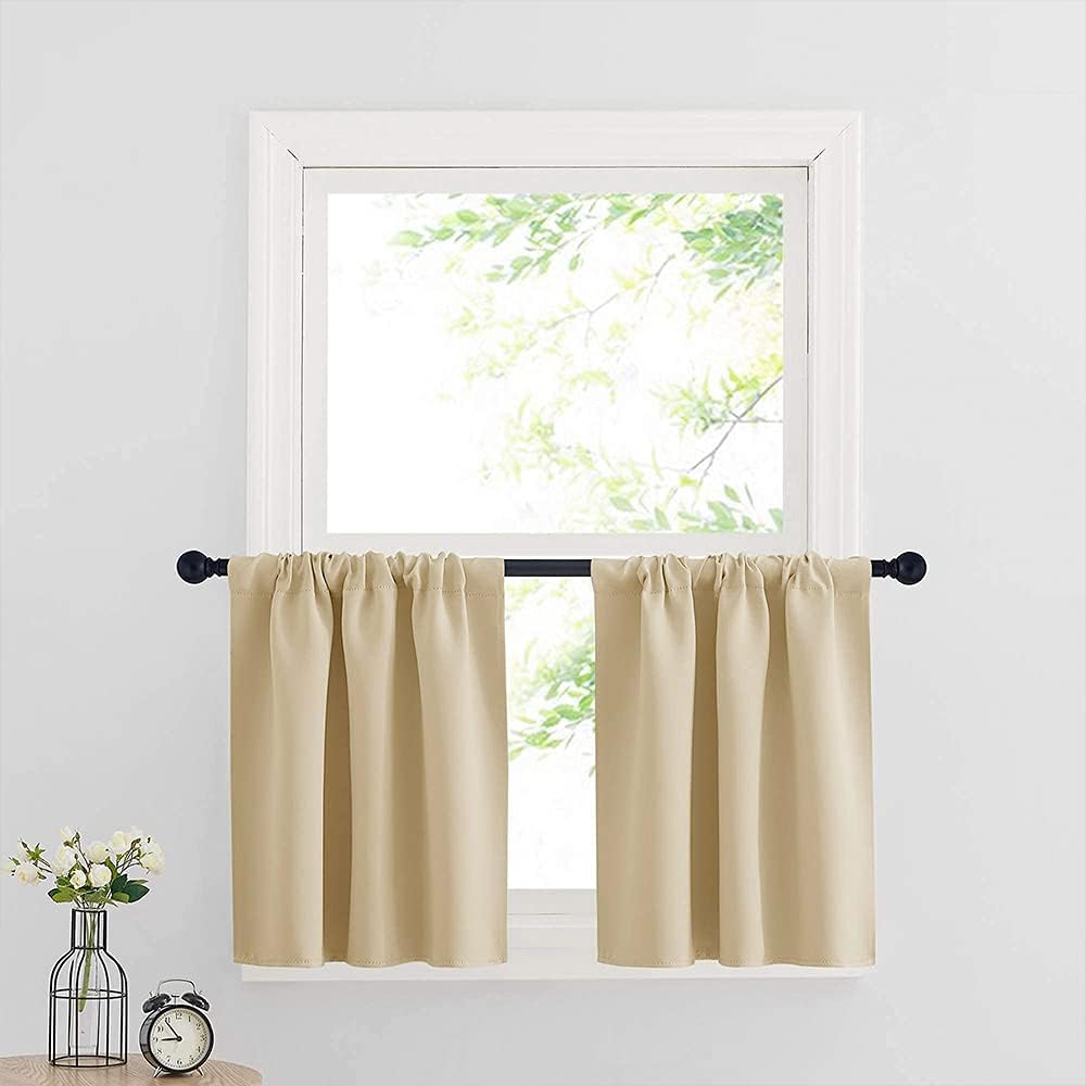 RYB HOME Thermal Insulated Small Window Curtains Short Drapes for Nursery Bathroom Kitchen Laundry