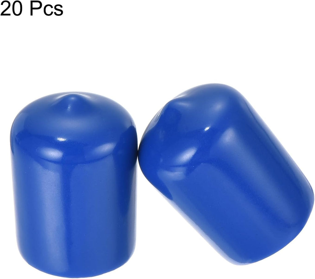 uxcell 20pcs Rubber End Caps 16mm ID Vinyl Round Tube Bolt Cap Cover Screw Thread Protectors Blue