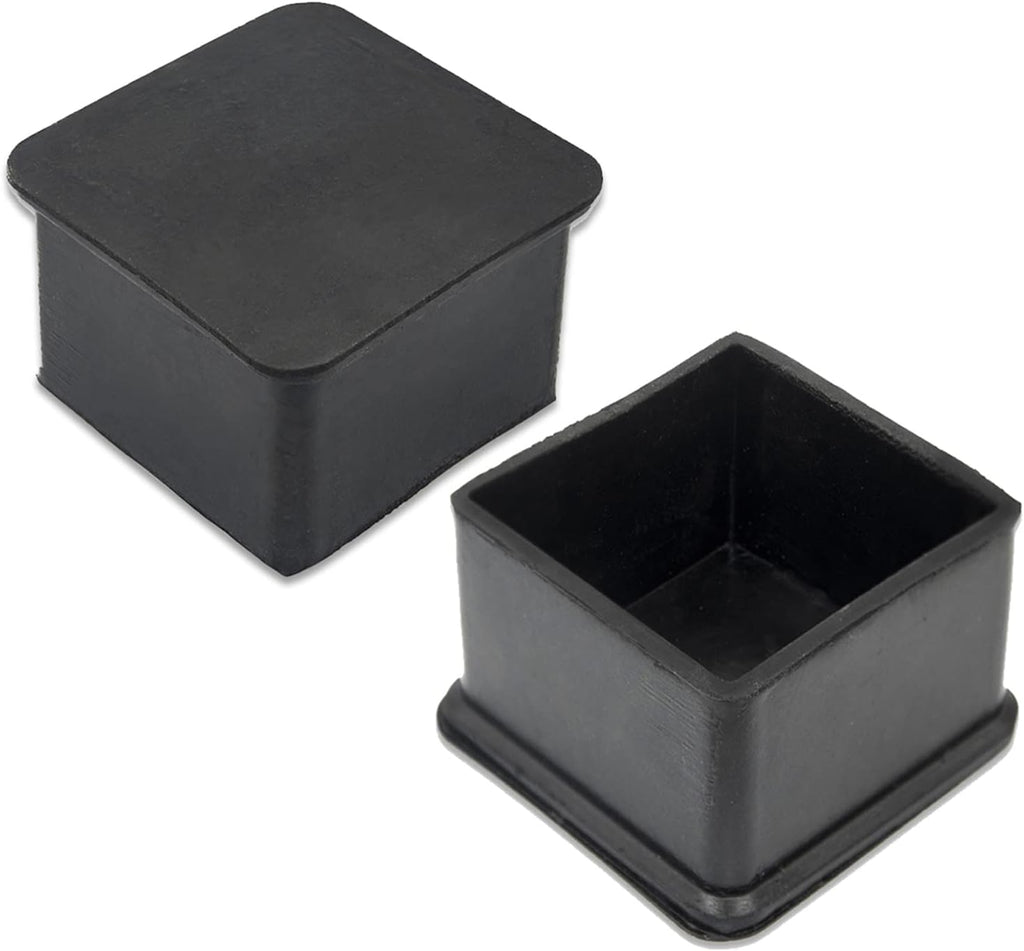 Flyshop Non-Slip Thick Rubber Leg Tips Floor Protectors Square Chair Leg Caps, 20pcs, Black, 40 mm