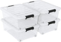 4 Pack Multipurpose 25 Qt Underbed Secure Latching Bin, Plastic Storage Container with Snap-On Lid