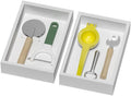 Bamboo Drawer Organizer, Cutlery Silverware Organizer for Kitchen Drawer, Stackable Utensil