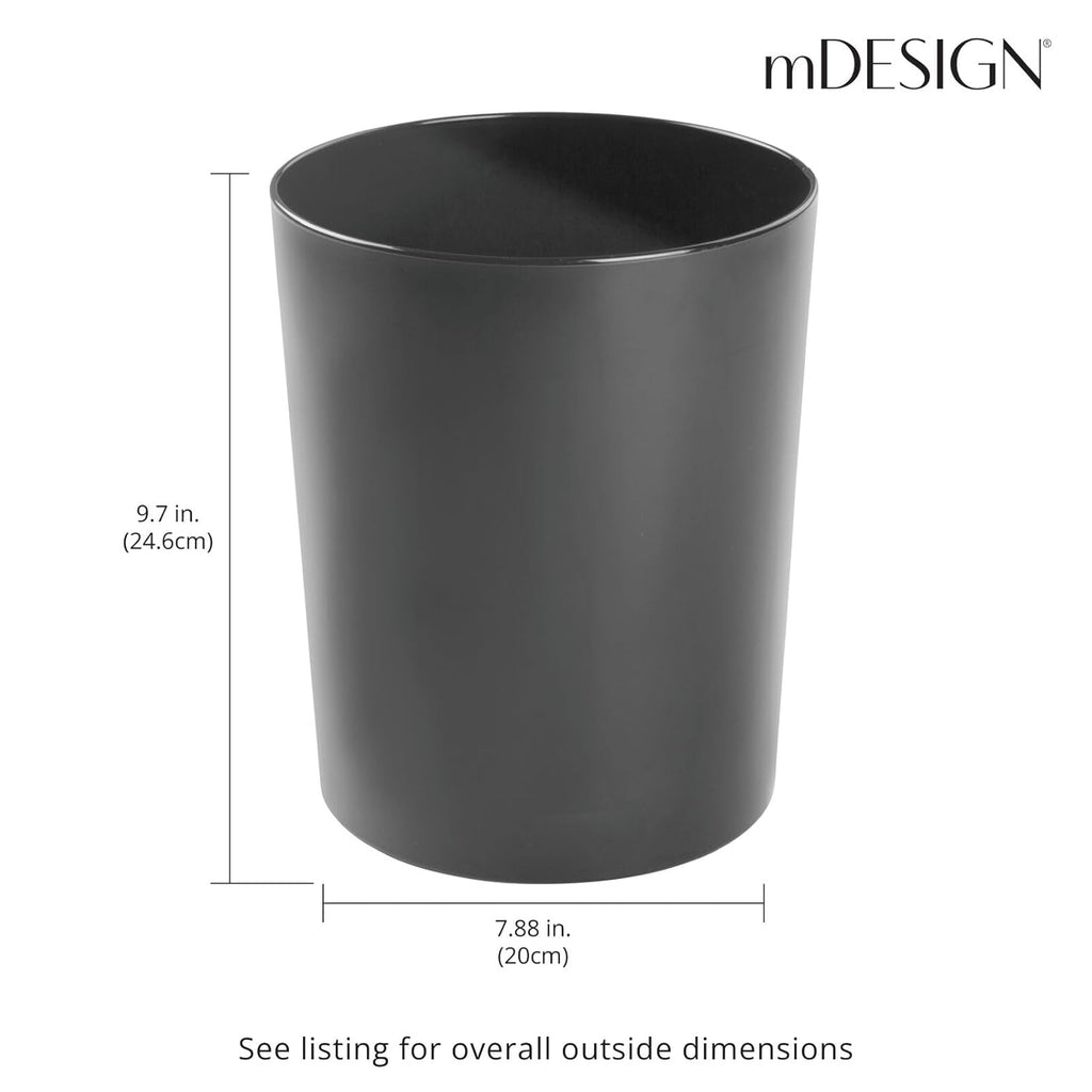 mDesign Round Metal Small 1.7 Gallon Recycle Trash Can Wastebasket, Garbage Container Bin for