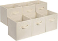 Amazon Basics Collapsible Fabric Storage Cube Bins Organizer with Handles, Sturdy, Beige