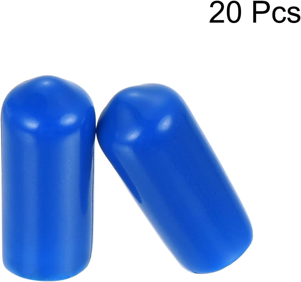 uxcell 20pcs Rubber End Caps 7mm ID Vinyl PVC Round Tube Bolt Cap Cover Screw Thread Protectors Blue