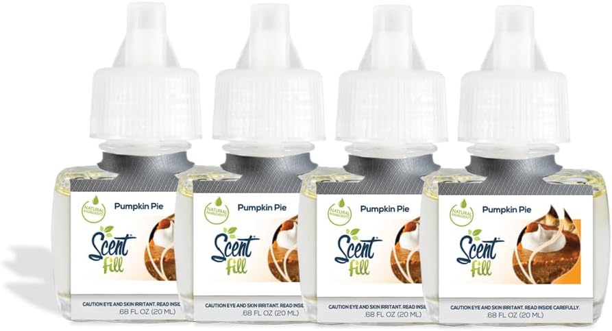 Scent Fill Pumpkin Pie Plug in Air Freshener, 4 Scented Oil Refills
