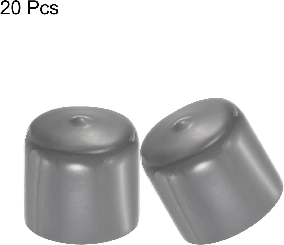 uxcell 20pcs Rubber End Caps 32mm ID Vinyl Cap Cover Screw Protectors Dark Grey