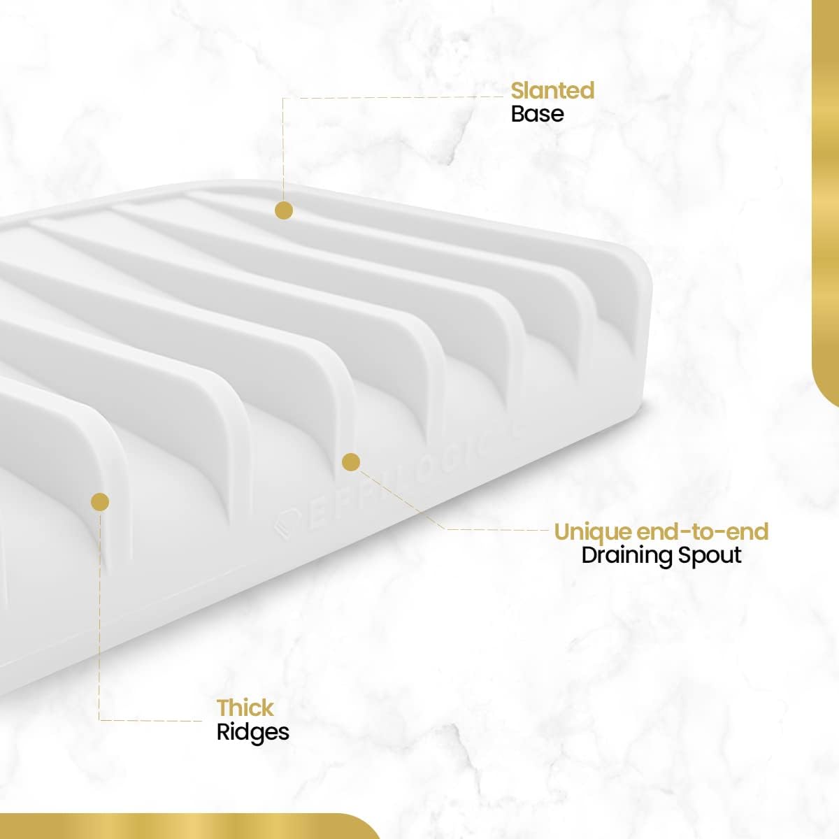 Effilogic Silicone Sponge Holder – Self-Draining Kitchen Sink Organizer, Quick Dry Mat and Counter
