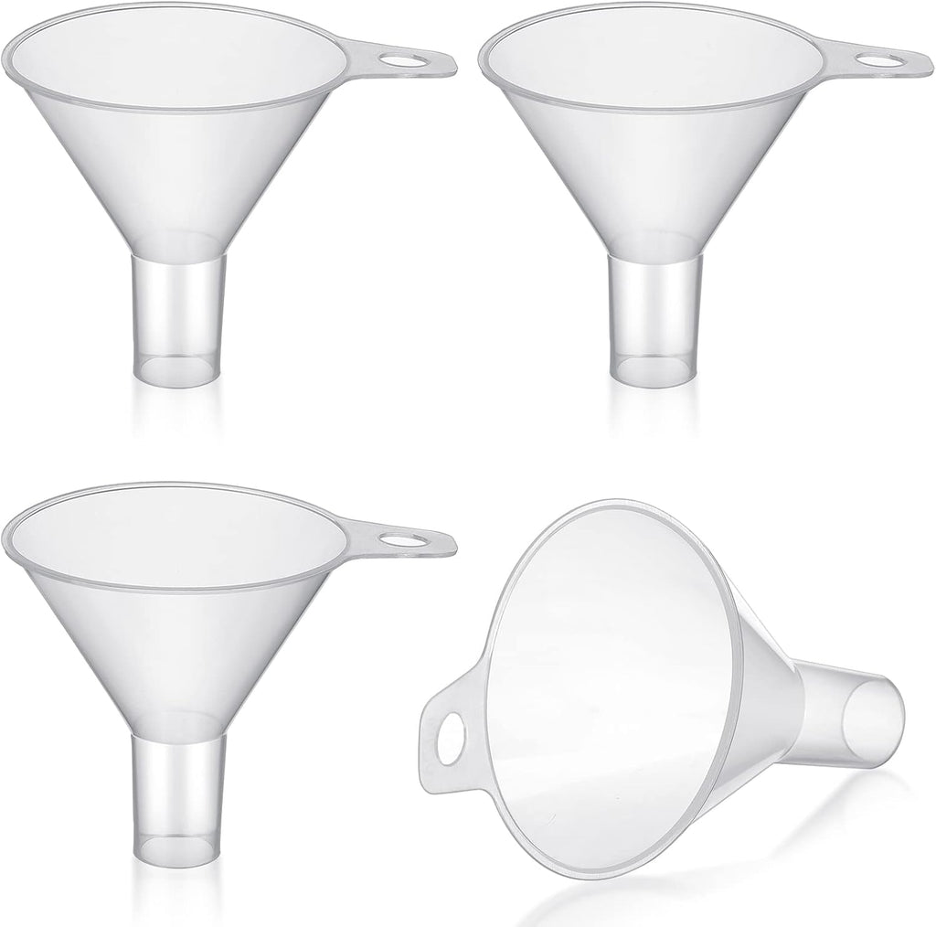 4 Packs Small Plastic Funnel for Filling Small Bottles 2.56 Inch Clear Wide Mouth Plastic Funnel