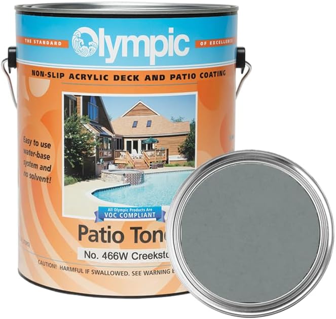 Olympic Patio Tones - Creekstone - 1 Gallon - Non-slip acrylic deck and patio coating, concrete